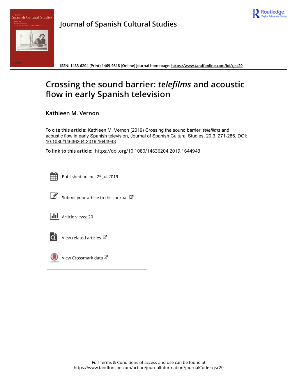 Crossing the Sound Barrier: Telefilms and Acoustic Flow in Early Spanish Television