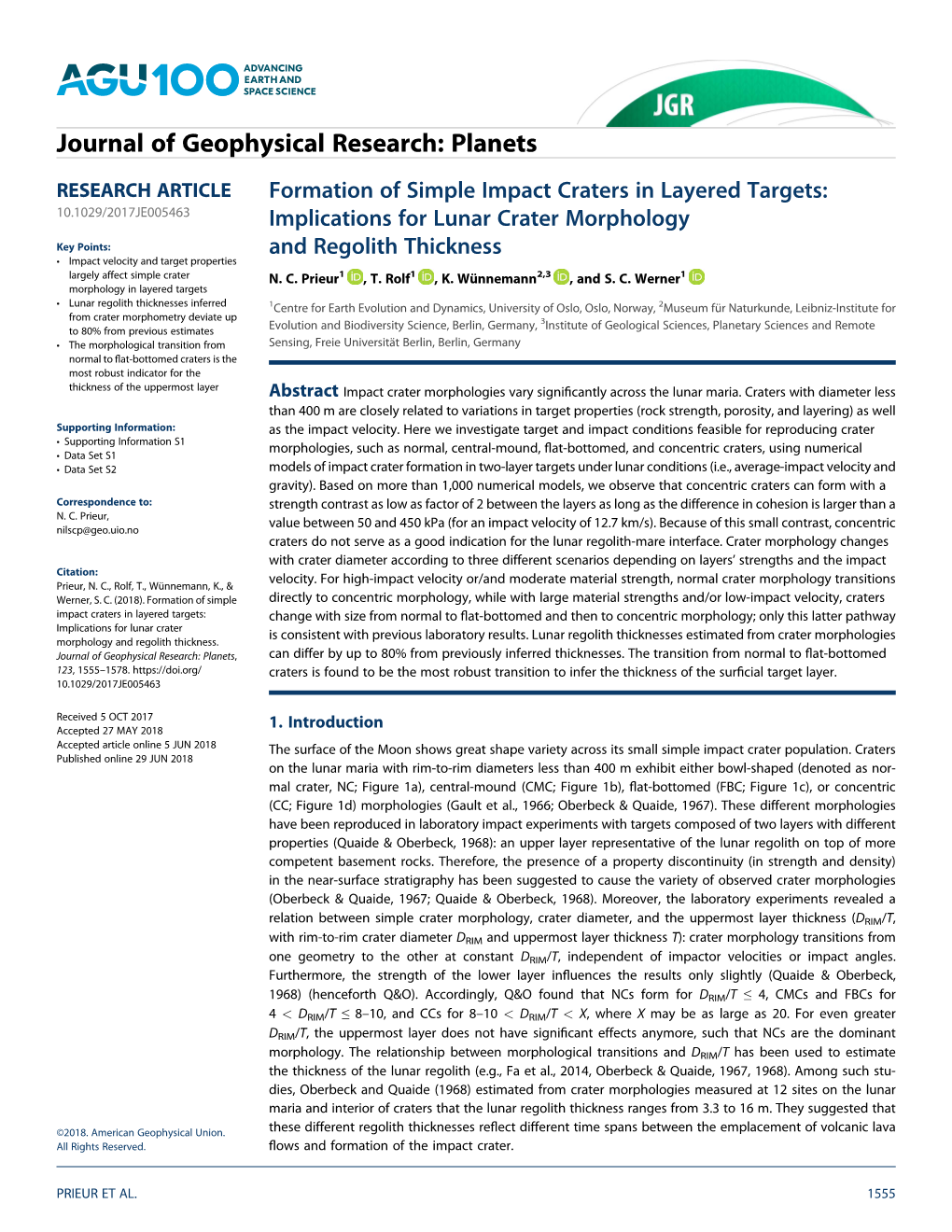 Implications for Lunar Crater Morphology And