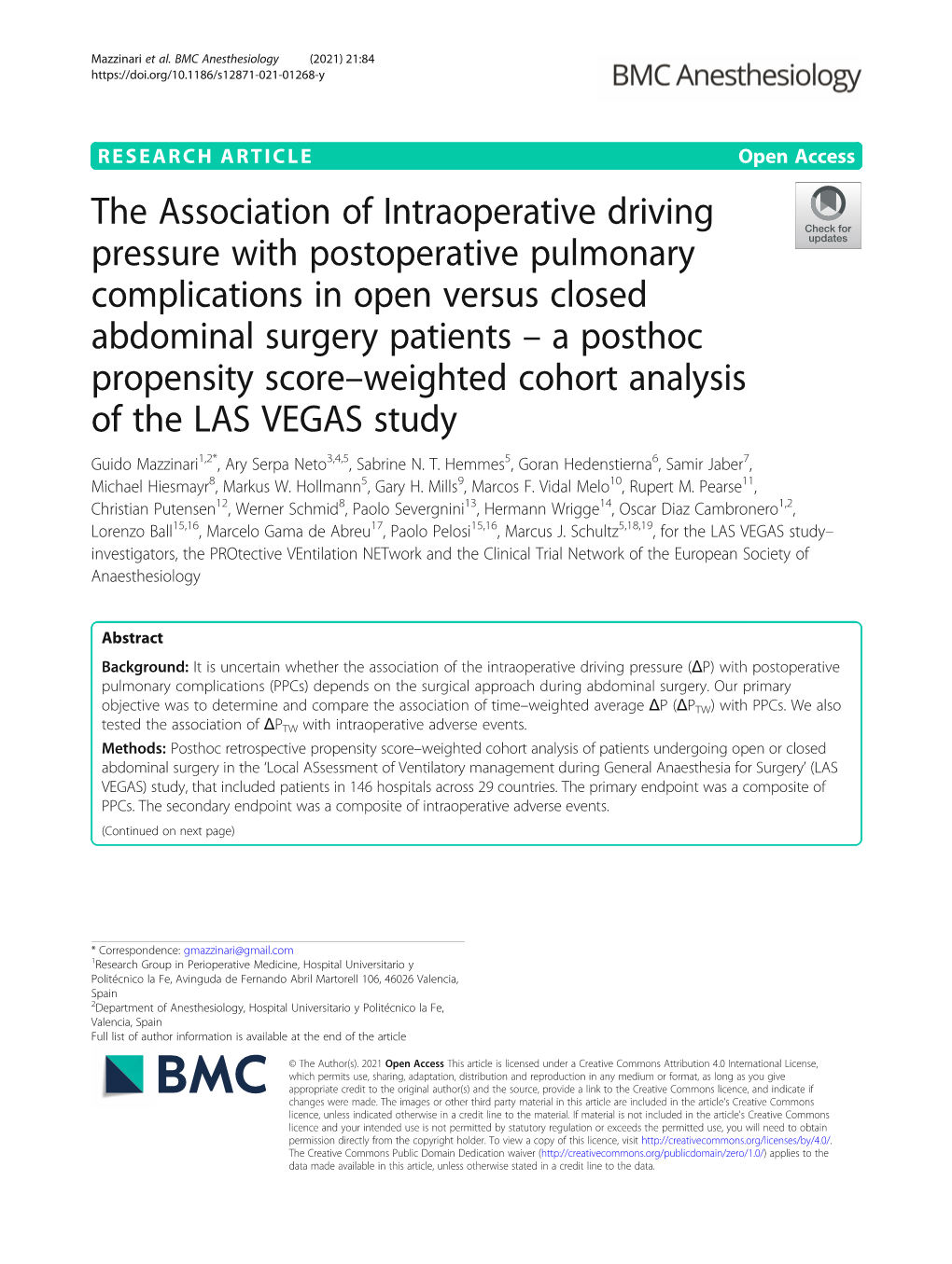 The Association of Intraoperative Driving Pressure with Postoperative