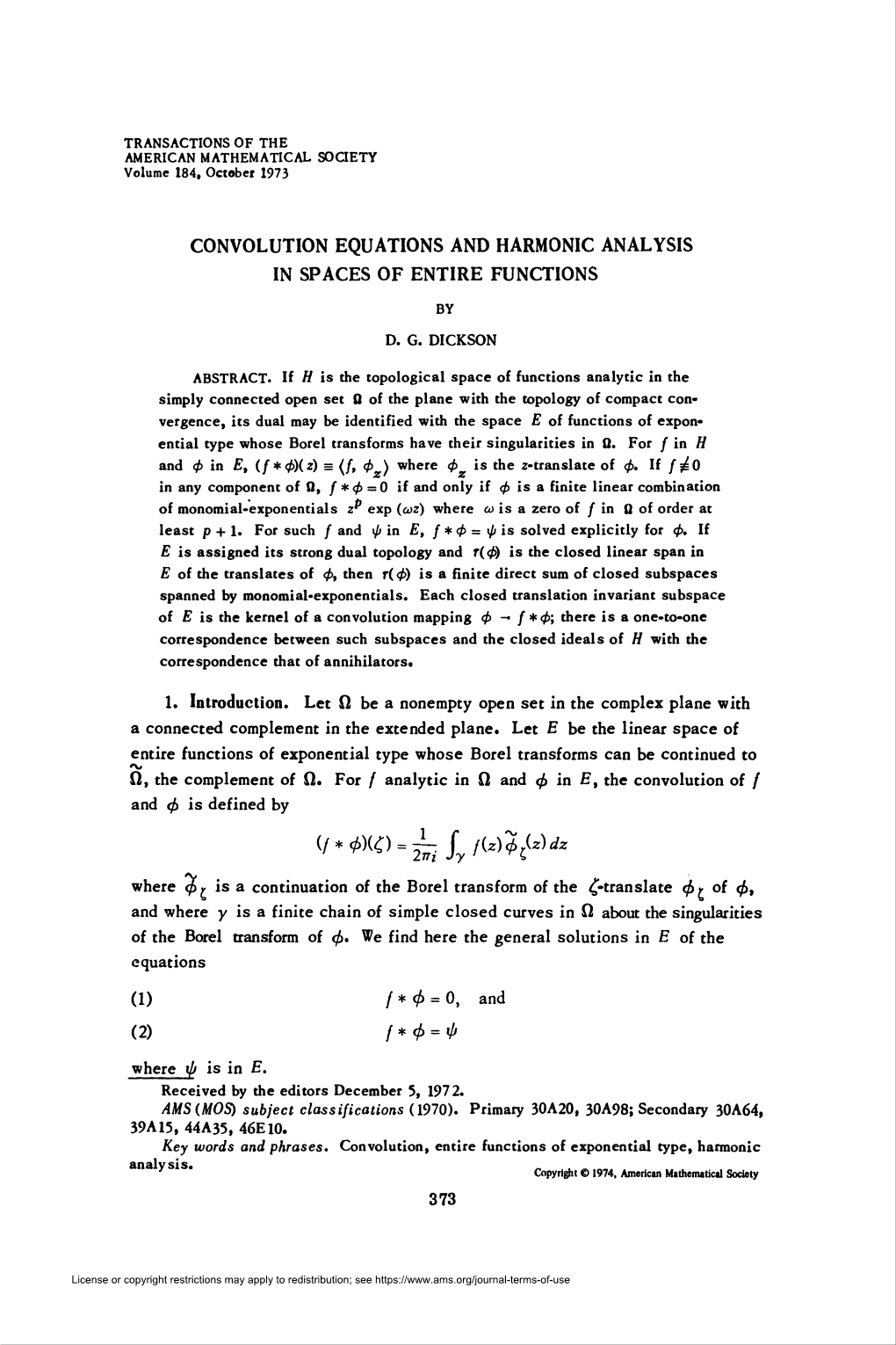 Convolution Equations and Harmonic Analysis