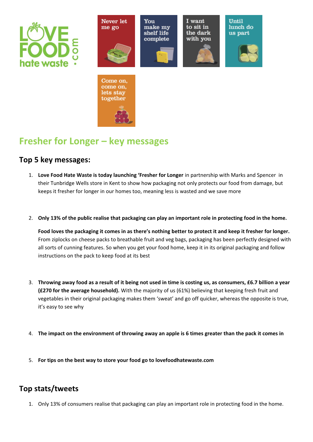 Fresher for Longer Key Messages