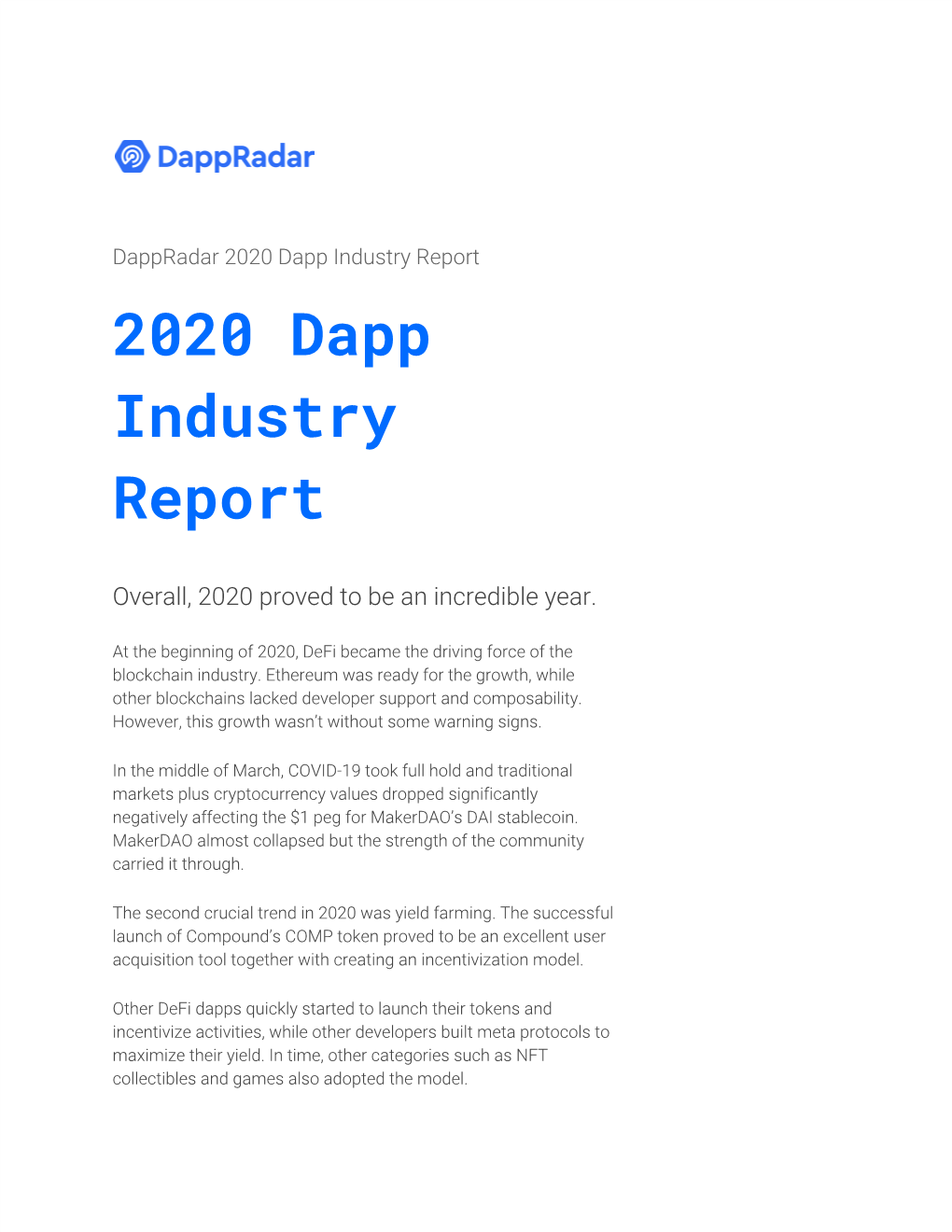 2020 Dapp Industry Report 2020 Dapp Industry Report