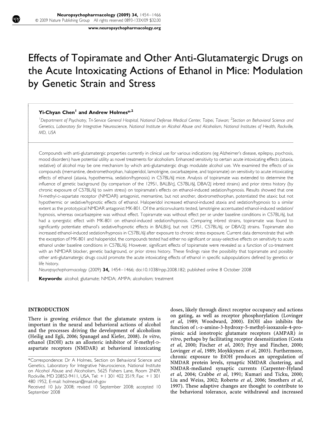 Effects of Topiramate and Other Anti-Glutamatergic Drugs on the Acute Intoxicating Actions of Ethanol in Mice: Modulation by Genetic Strain and Stress