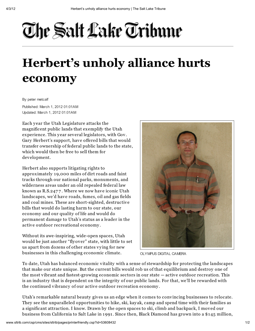 Herbert's Unholy Alliance Hurts Economy