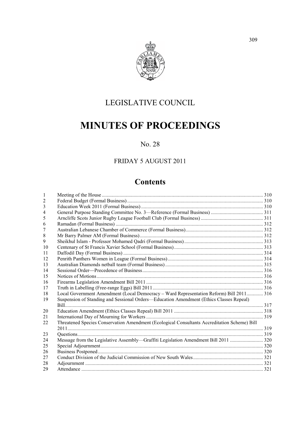 Minutes of Proceedings