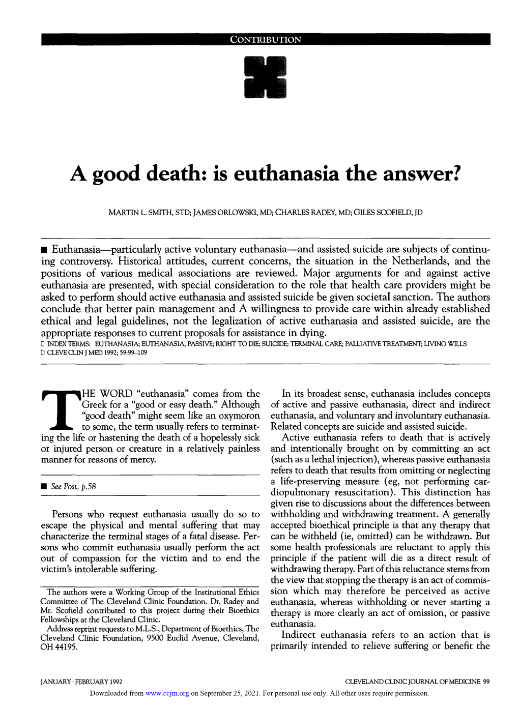 A Good Death: Is Euthanasia the Answer?