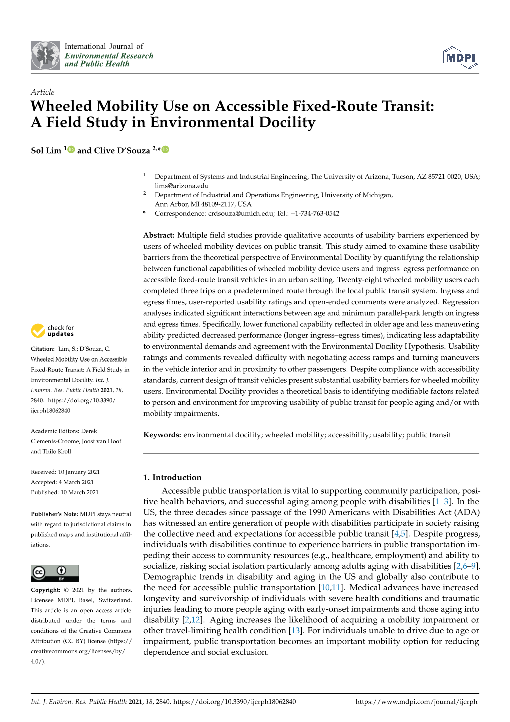 Wheeled Mobility Use on Accessible Fixed-Route Transit: a Field Study in Environmental Docility