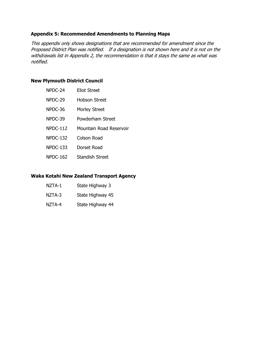 Recommended Amendments to Planning Maps