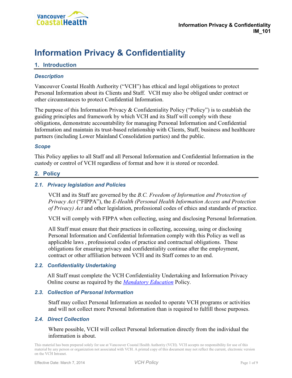 Information Privacy and Confidentiality