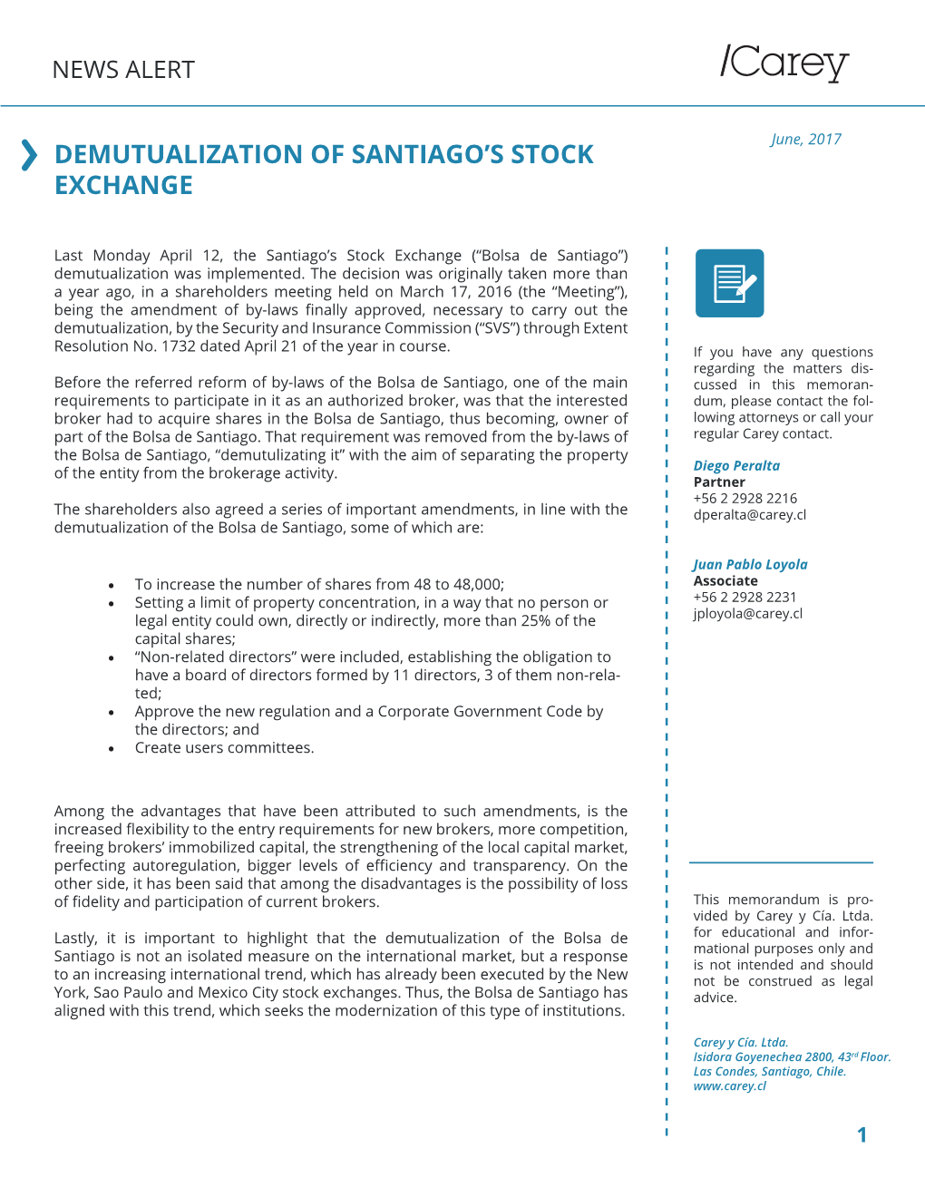 Demutualization of Santiago's Stock Exchange