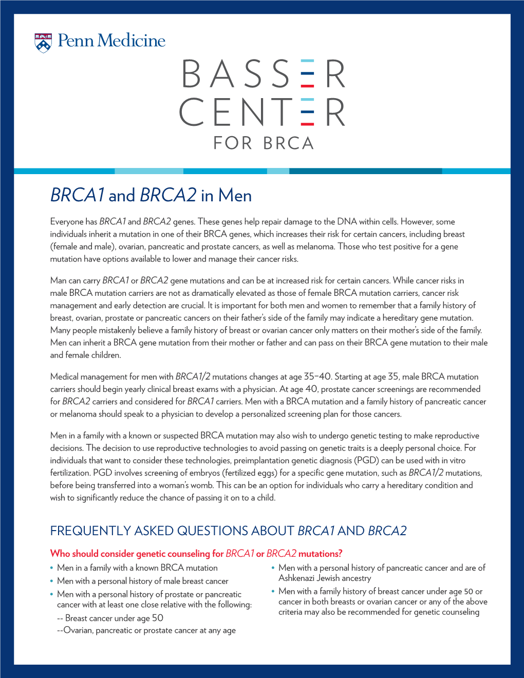 BRCA1 and BRCA2 in Men