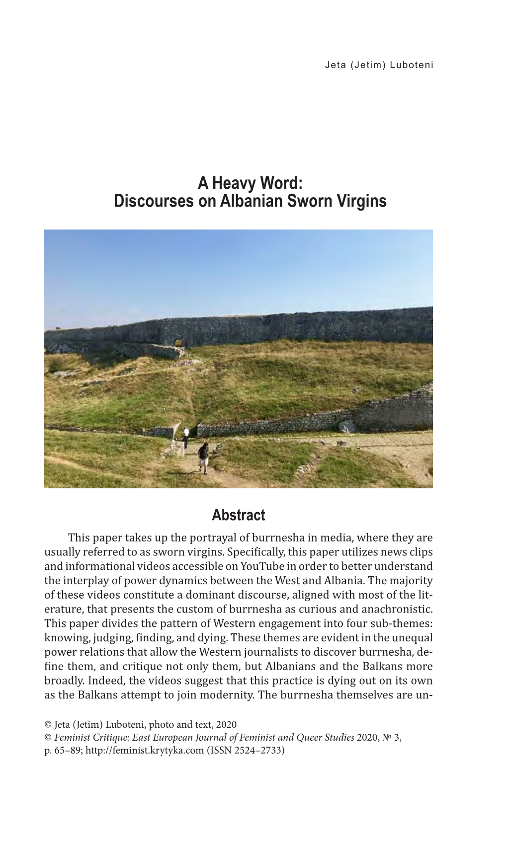 Discourses on Albanian Sworn Virgins