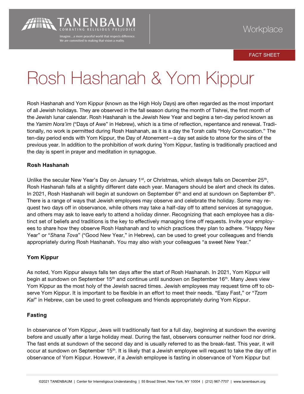 Rosh Hashanah & Yom Kippur