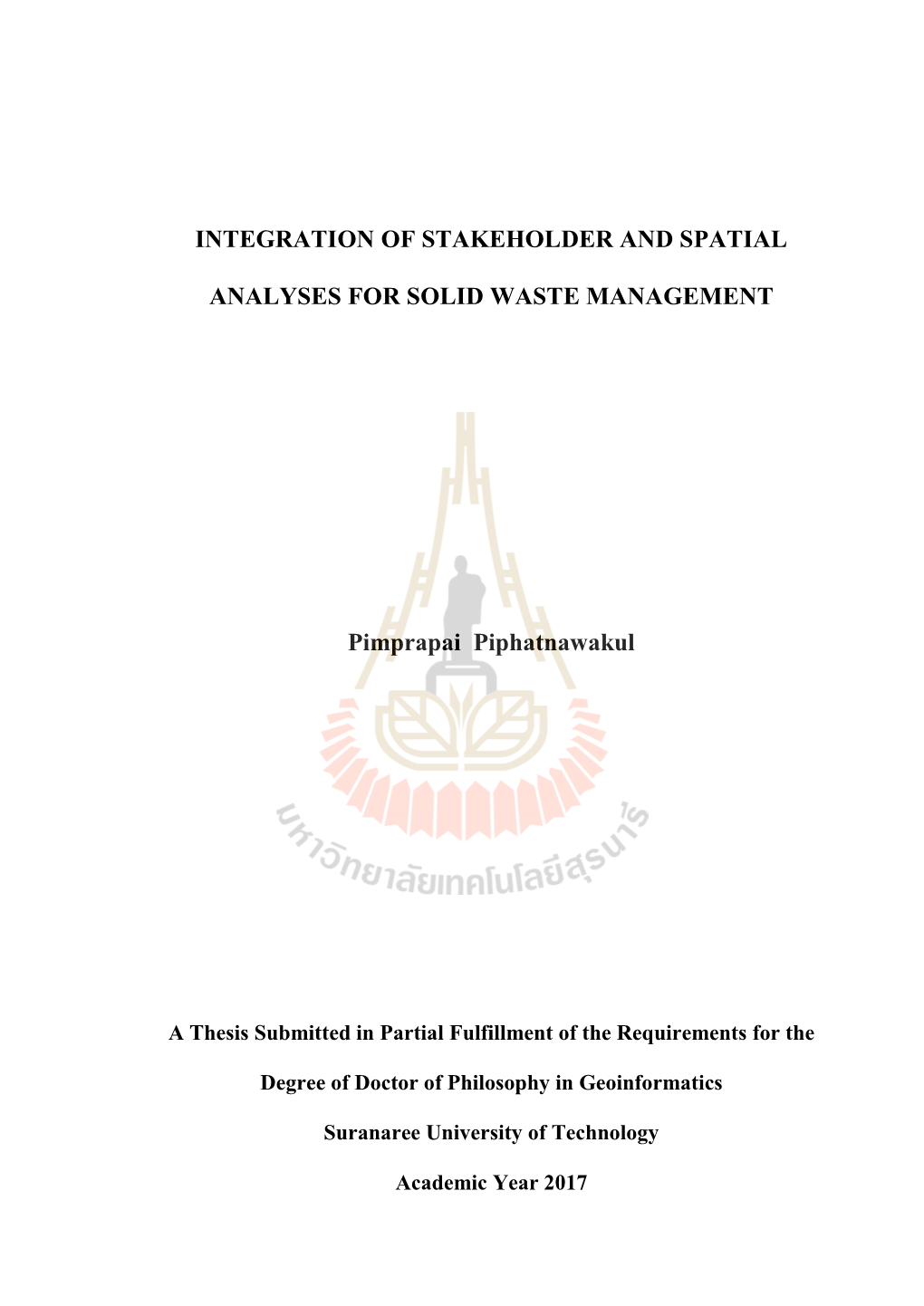 Integration of Stakeholder and Spatial Analyses for Solid Waste Management)