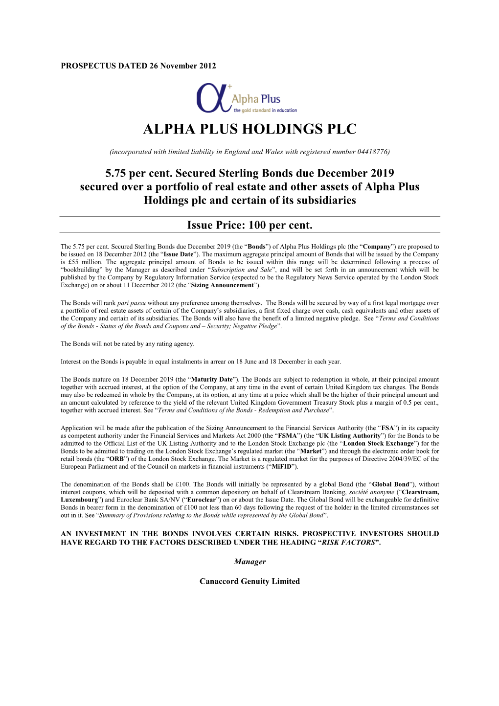 Alpha Plus Holdings Plc