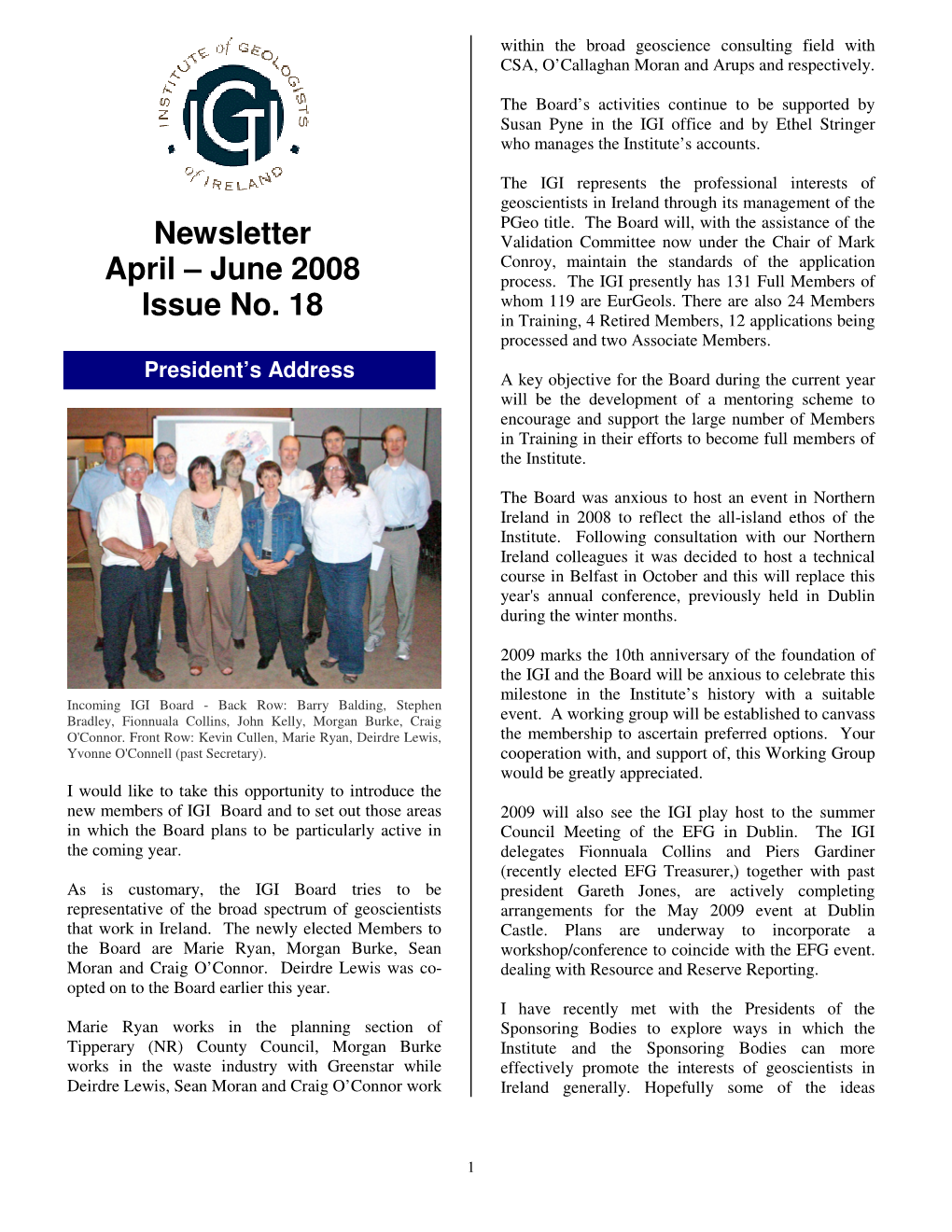 Newsletter April – June 2008 Issue