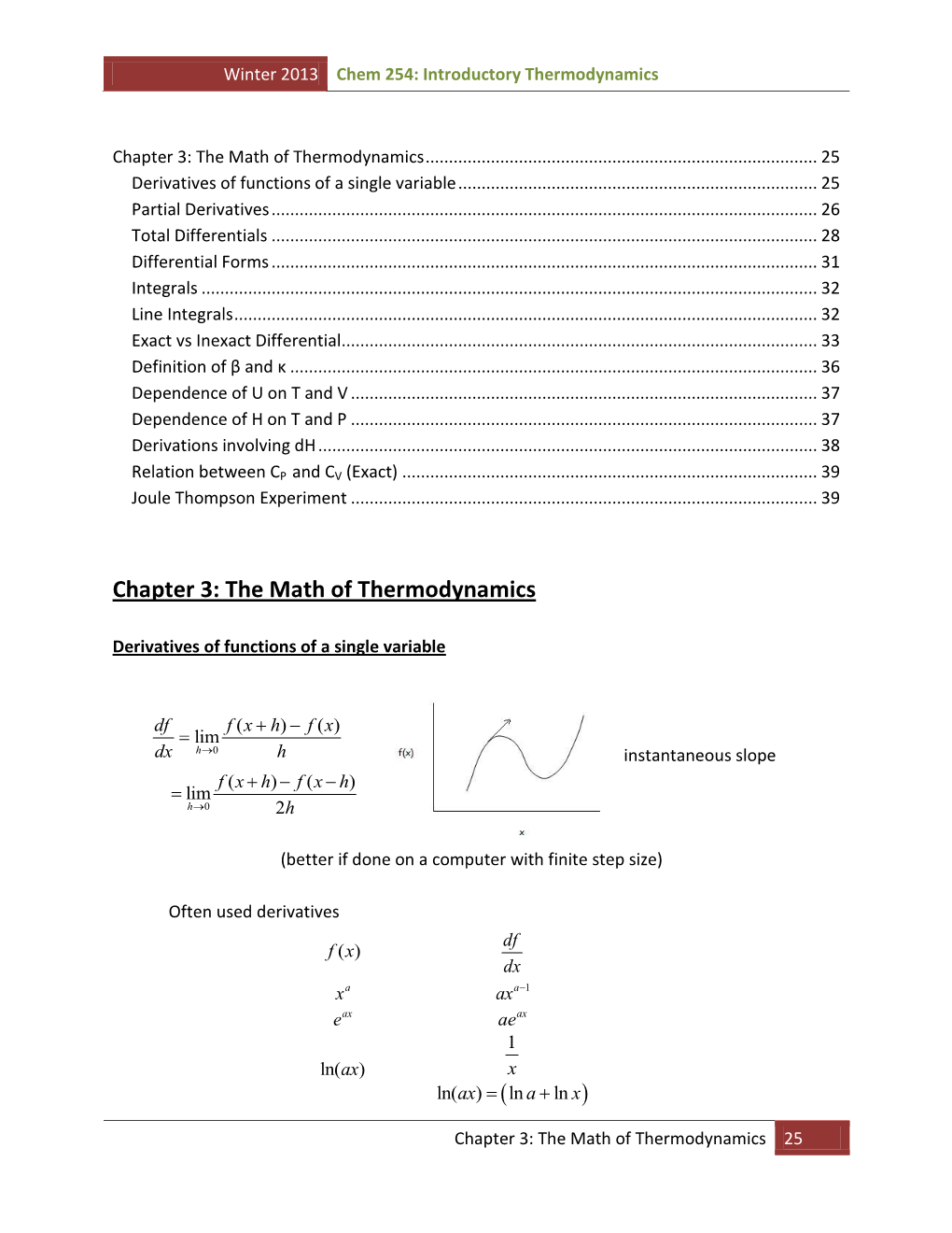 Chapter 3: the Math of Thermodynamics