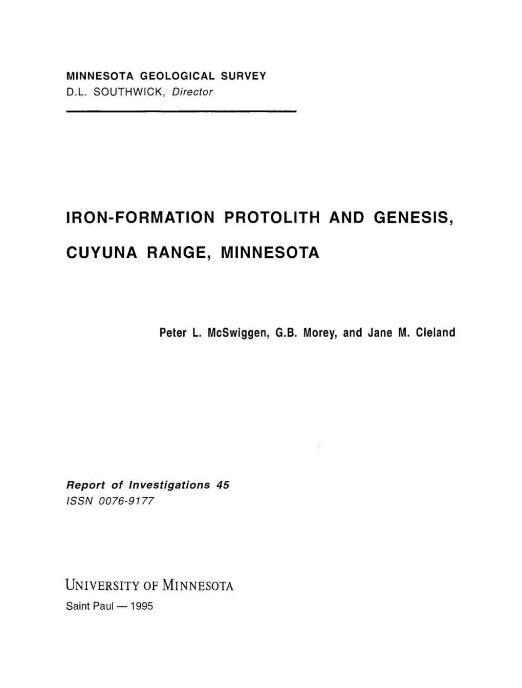 Iron·Formation Proto Lith and Genesis, Cuyuna Range