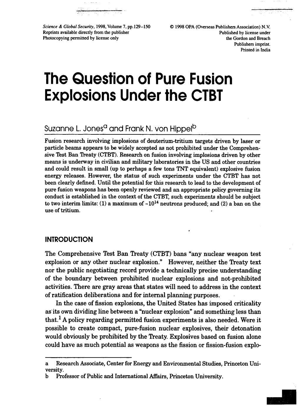 The Question of Pure Fusion Explosions Under the CTBT