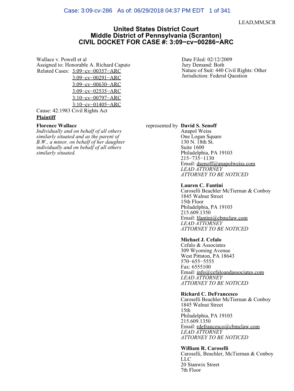 Case: 3:09-Cv-286 As Of: 06/29/2018 04:37 PM EDT 1 of 341