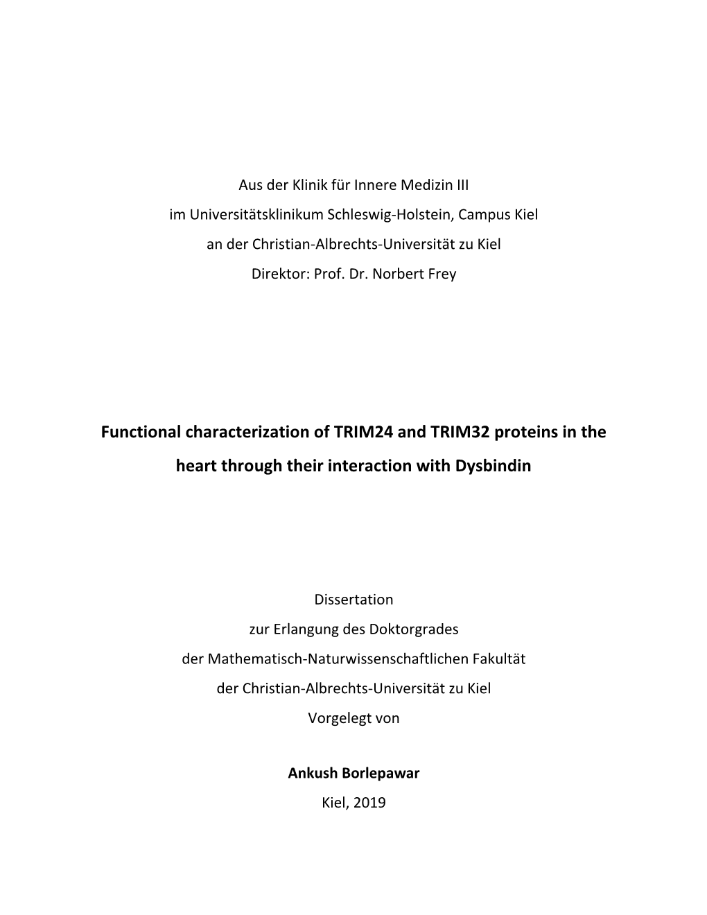 Functional Characterization of TRIM24 and TRIM32 Proteins in the Heart Through Their Interaction with Dysbindin