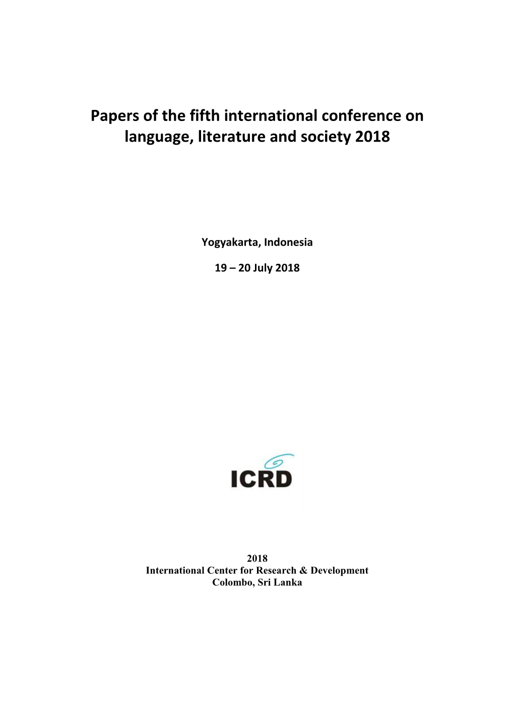 Papers of the Fifth International Conference on Language, Literature and Society 2018