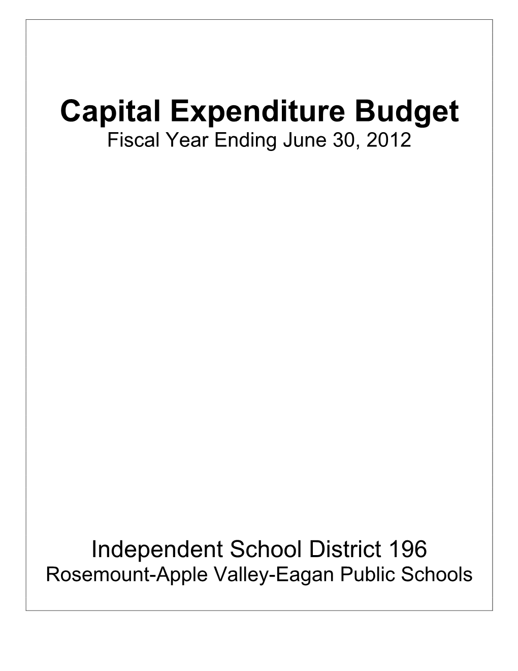 2011-12 Capital Expenditure Budget