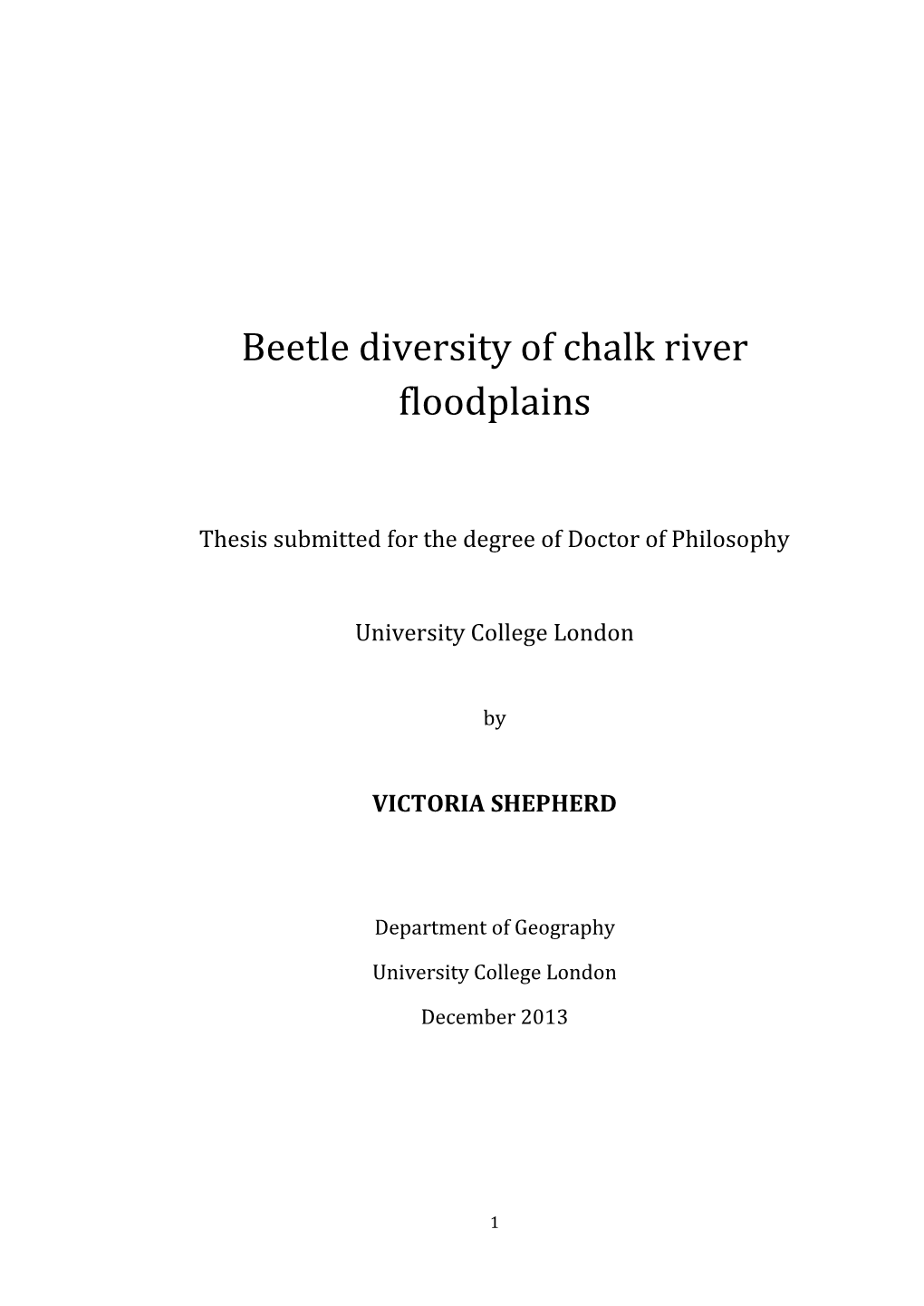 Effects of Management on Beetle Diversity of Chalk-River Floodplains