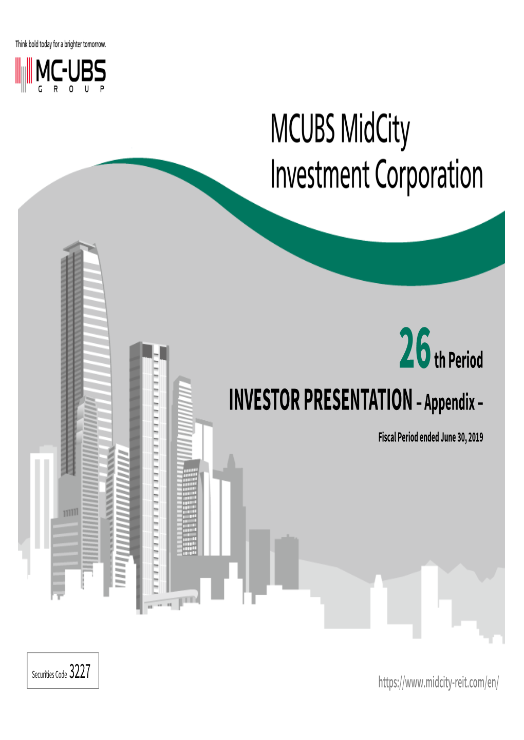 Investor Presentation -Appendix- (Fiscal Period Ended June 30, 2019)