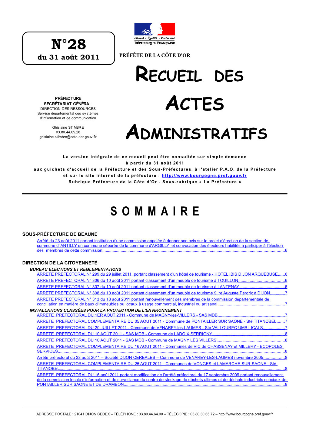 N°28 Recueil Des Administratifs