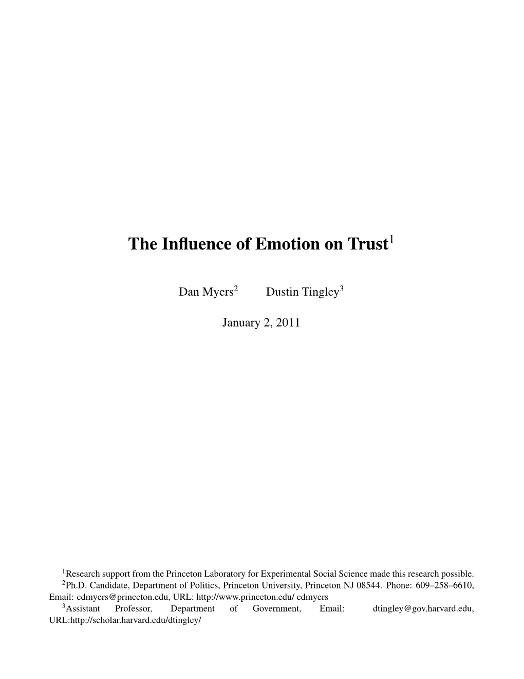 The Influence of Emotion on Trust