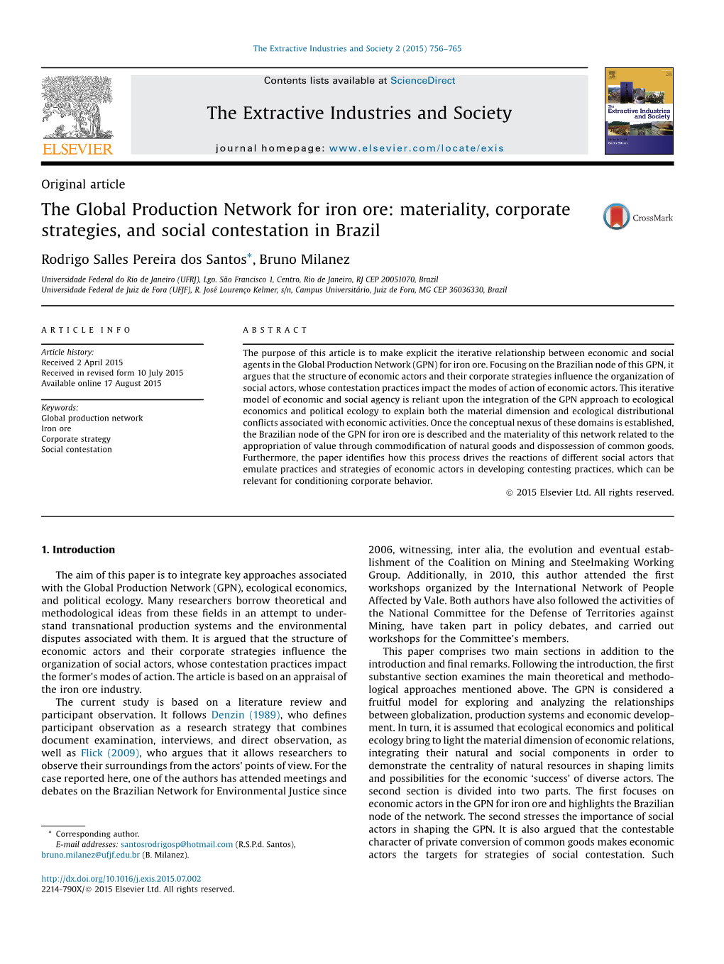 The Global Production Network for Iron Ore: Materiality, Corporate