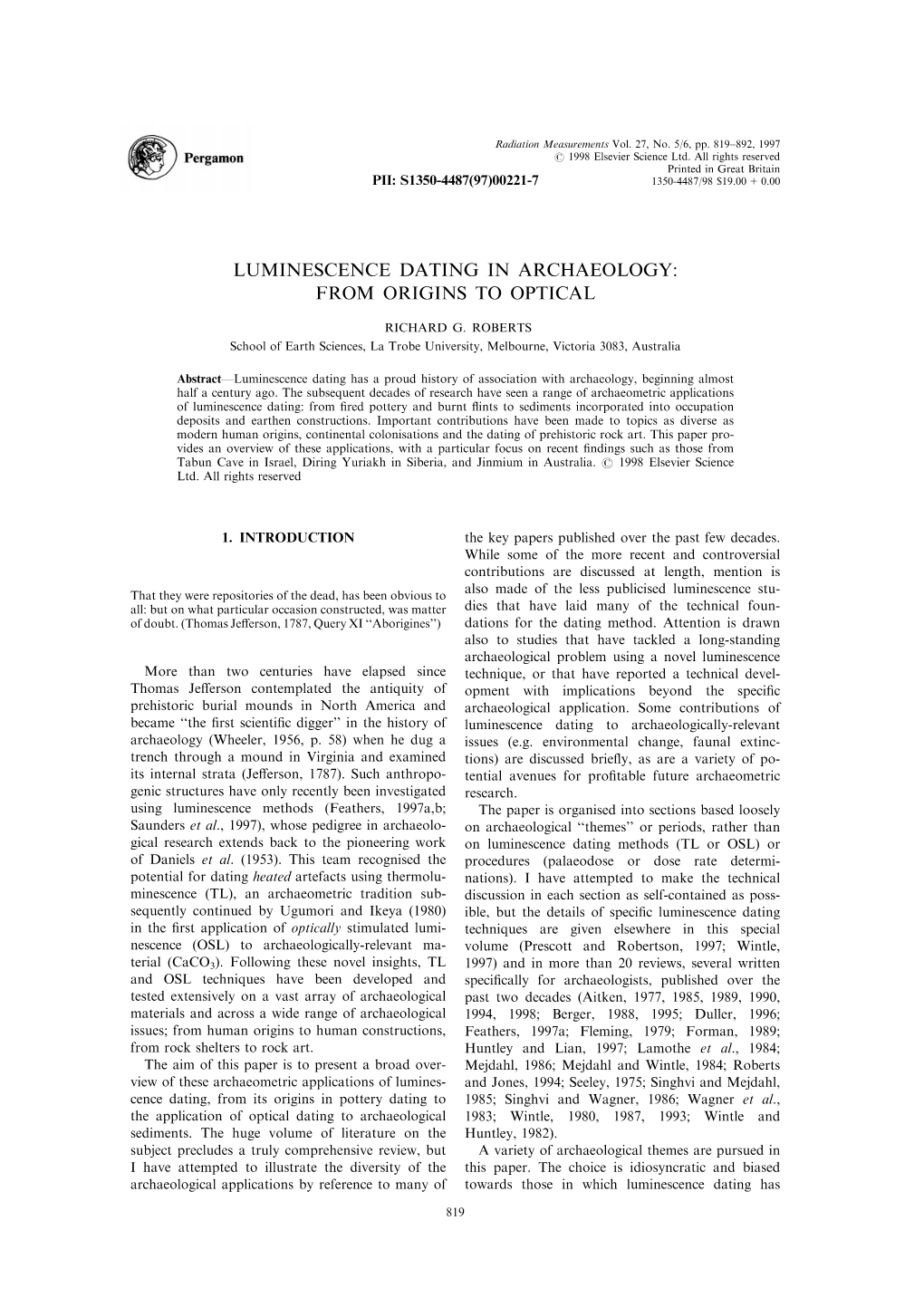 Luminescence Dating in Archaeology: from Origins to Optical