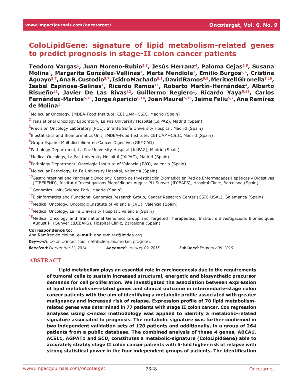 Signature of Lipid Metabolism-Related Genes to Predict Prognosis in Stage-II Colon Cancer Patients