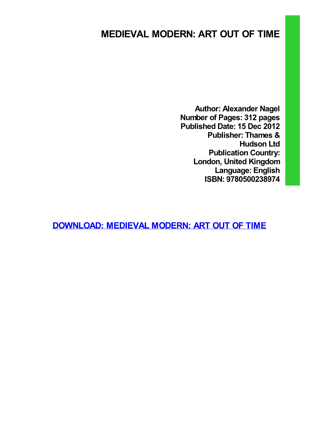 Medieval Modern: Art out of Time