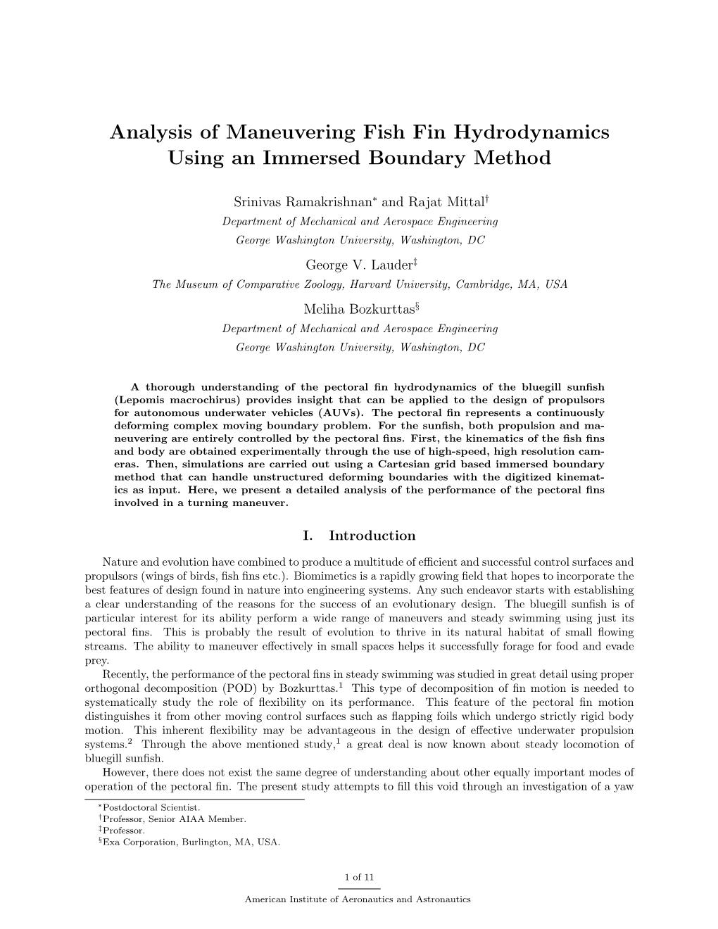 Analysis of Maneuvering Fish Fin Hydrodynamics Using an Immersed Boundary Method