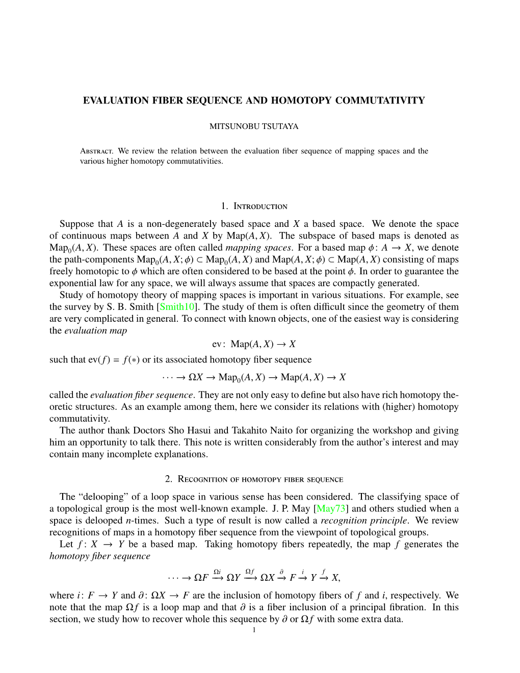 Evaluation Fiber Sequence and Homotopy Commutativity