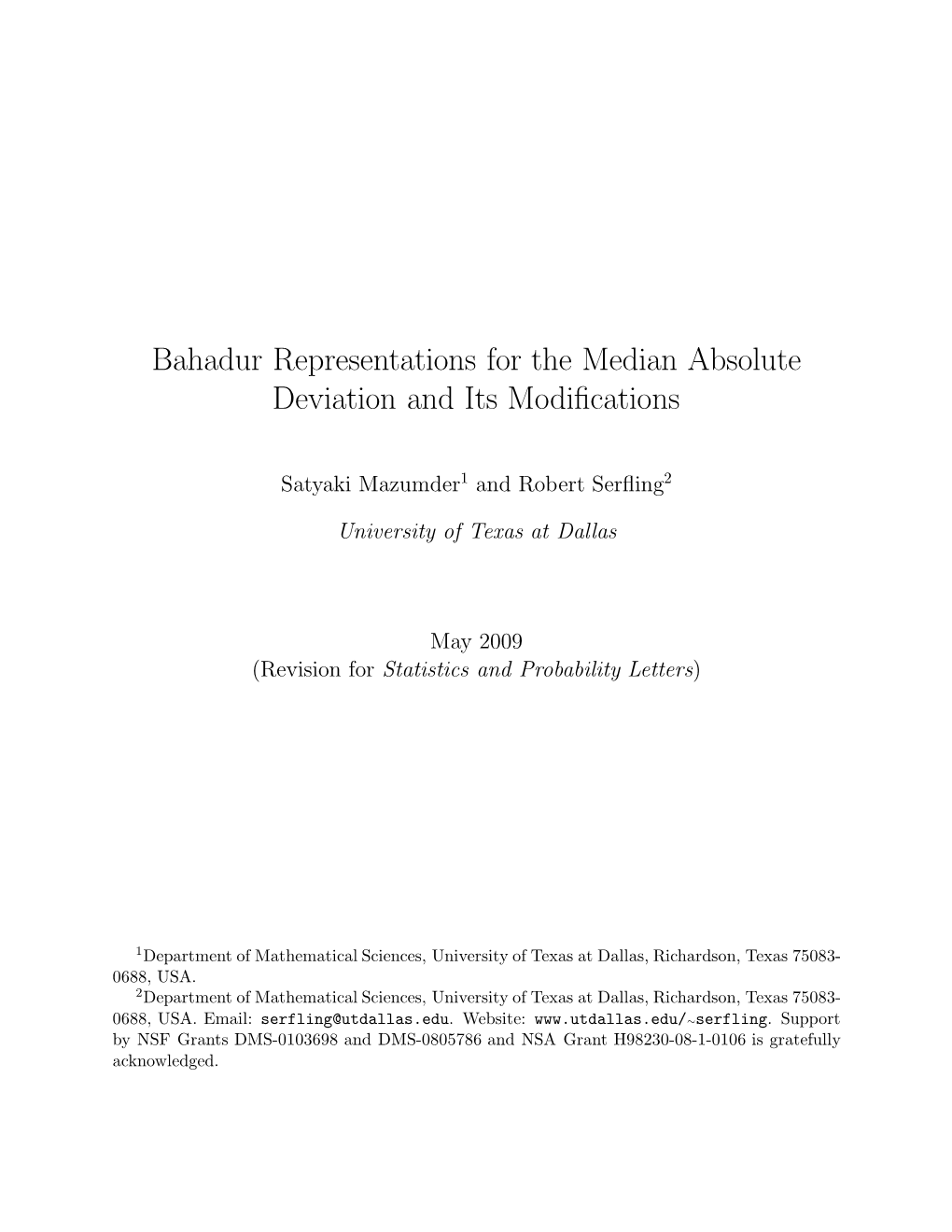 Bahadur Representations for the Median Absolute Deviation and Its Modiﬁcations