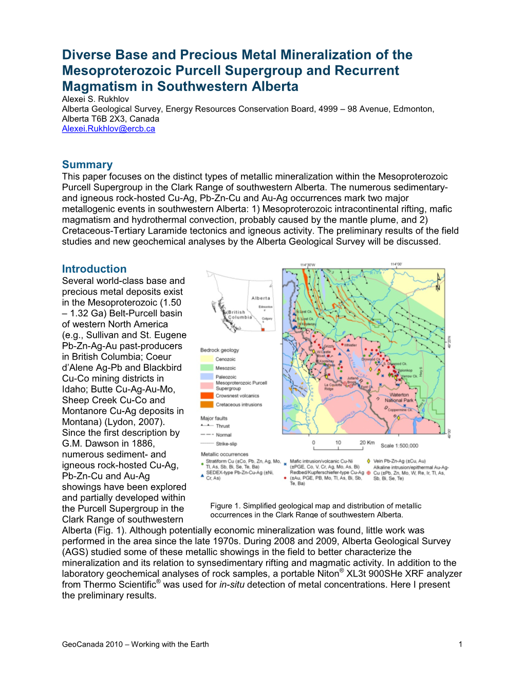 Diverse Base and Precious Metal Mineralization of the Mesoproterozoic Purcell Supergroup and Recurrent Magmatism in Southwestern Alberta Alexei S