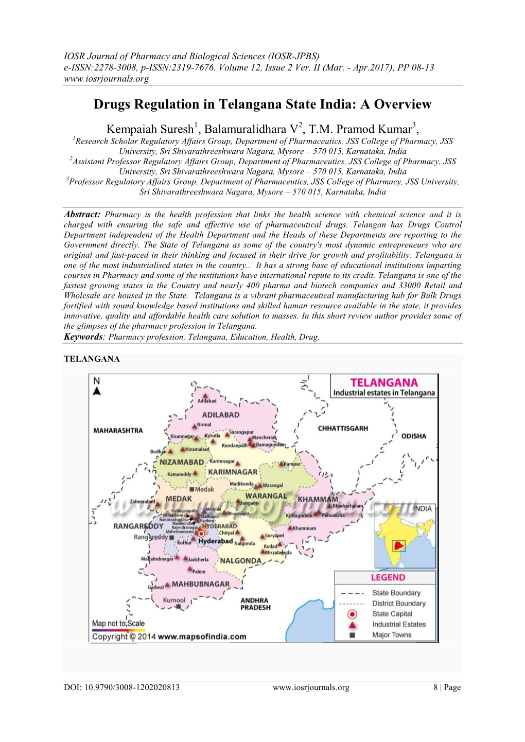 Drugs Regulation in Telangana State India: a Overview