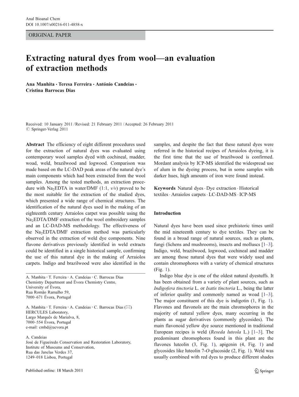 Extracting Natural Dyes from Wool—An Evaluation of Extraction Methods