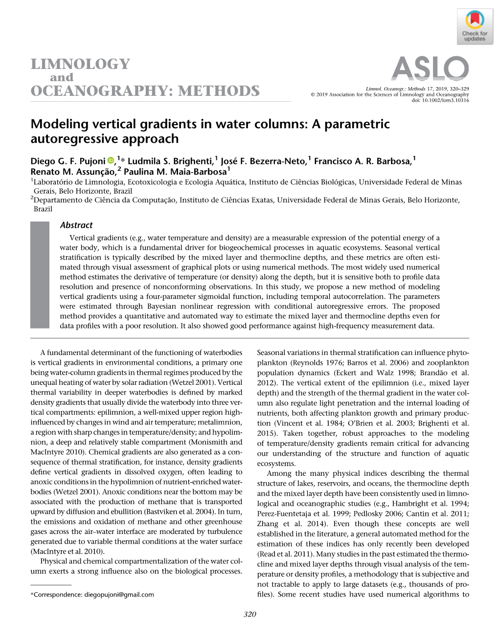 Modeling Vertical Gradients in Water Columns: a Parametric Autoregressive Approach