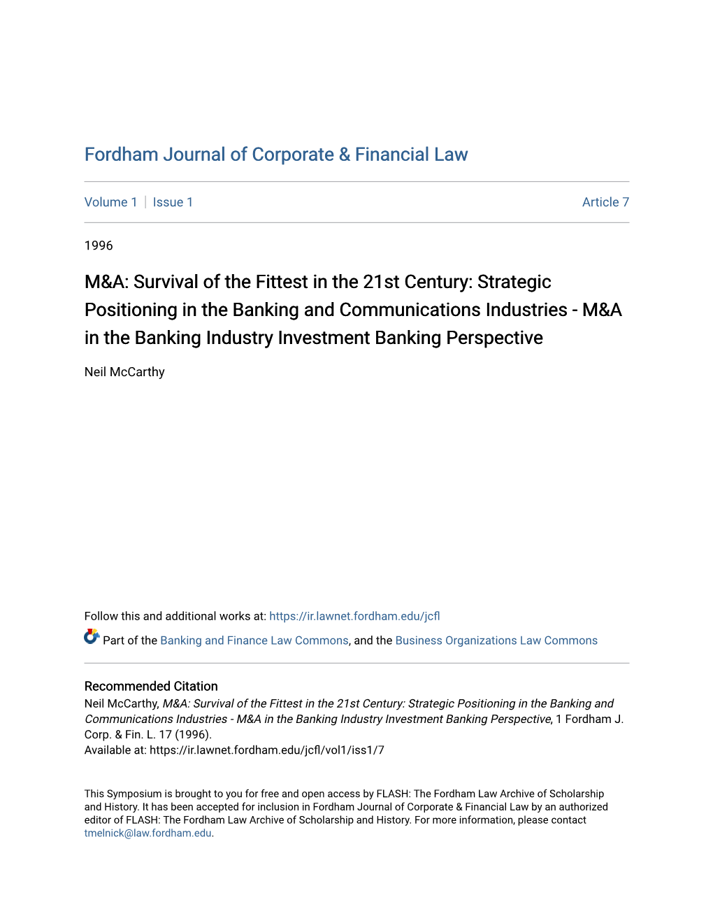 Fordham Journal of Corporate & Financial