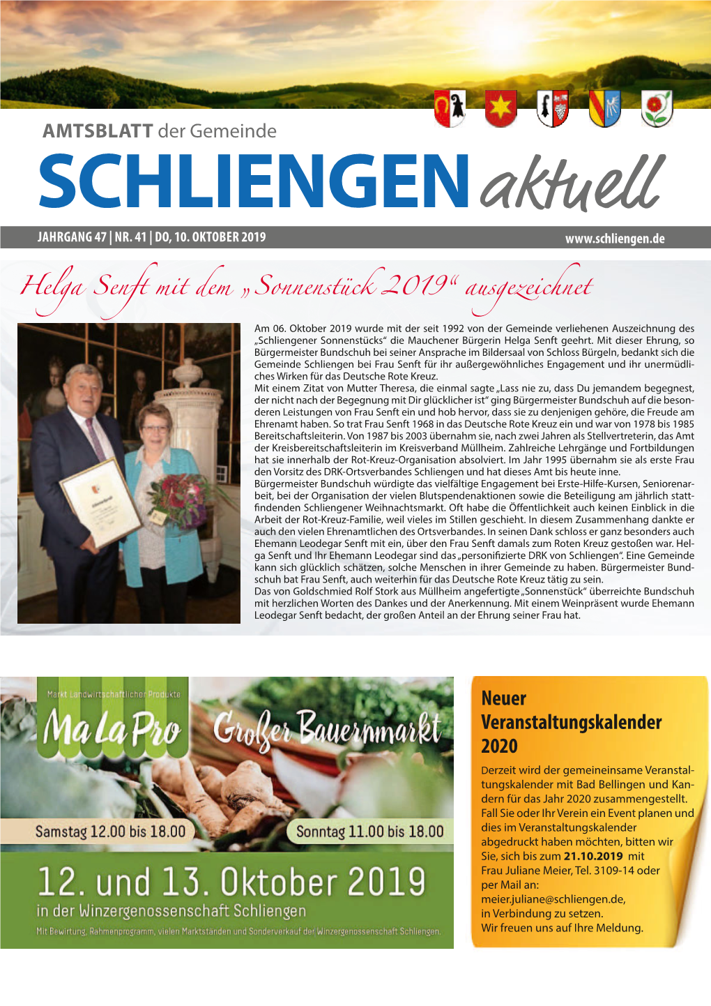 Helga Senft Mit Dem „Sonnenstück 2019“ Ausgezeichnet Am 06