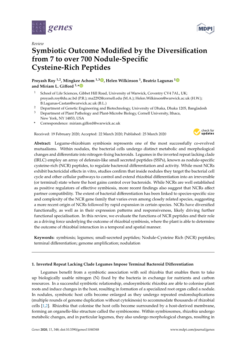 Symbiotic Outcome Modified by the Diversification from 7 to Over 700 Nodule-Specific Cysteine-Rich Peptides