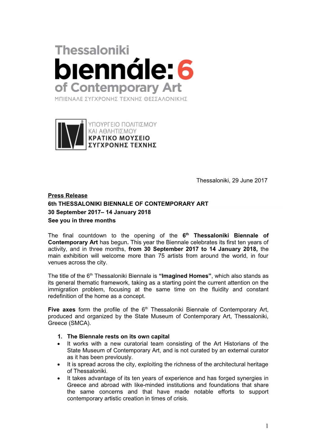 6Th THESSALONIKI BIENNALE of CONTEMPORARY ART