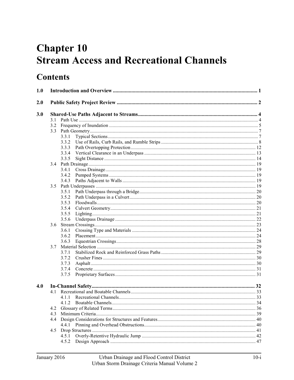 Chapter 10 Stream Access and Recreational Channels Contents