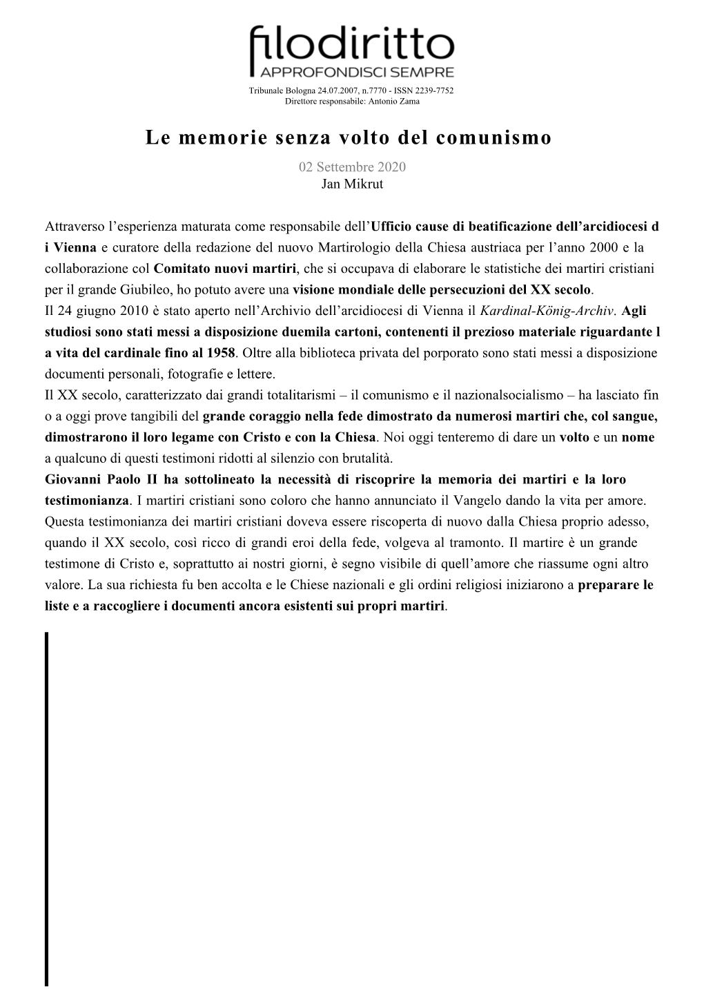 Le Memorie Senza Volto Del Comunismo 02 Settembre 2020 Jan Mikrut