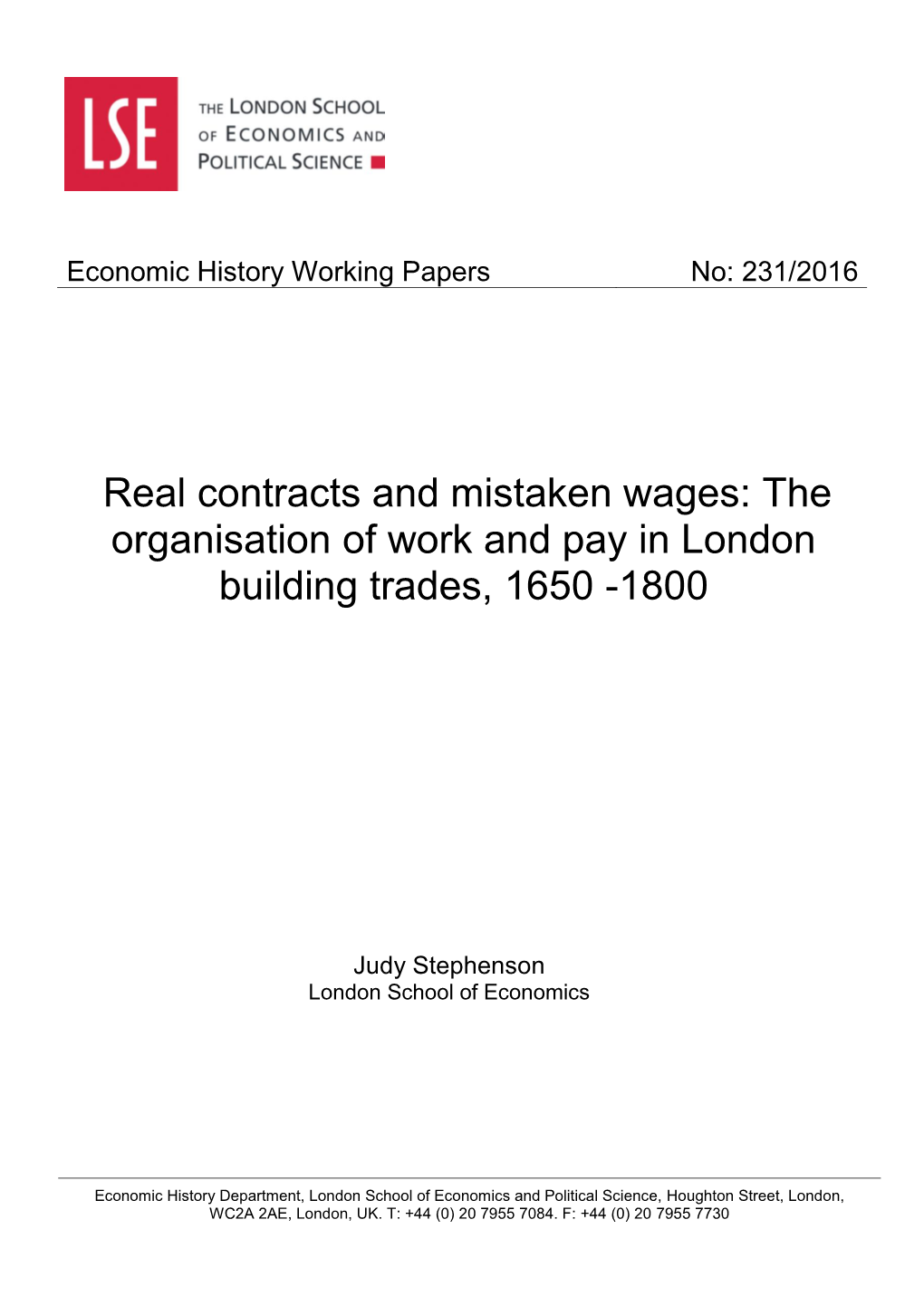 Real Contracts and Mistaken Wages: The