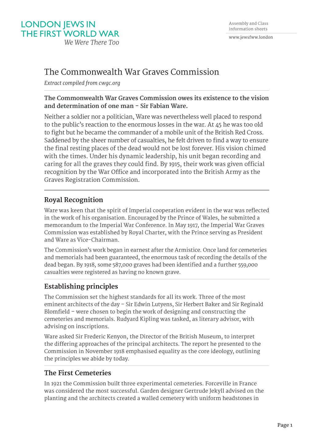 The Commonwealth War Graves Commission Extract Compiled from Cwgc.Org